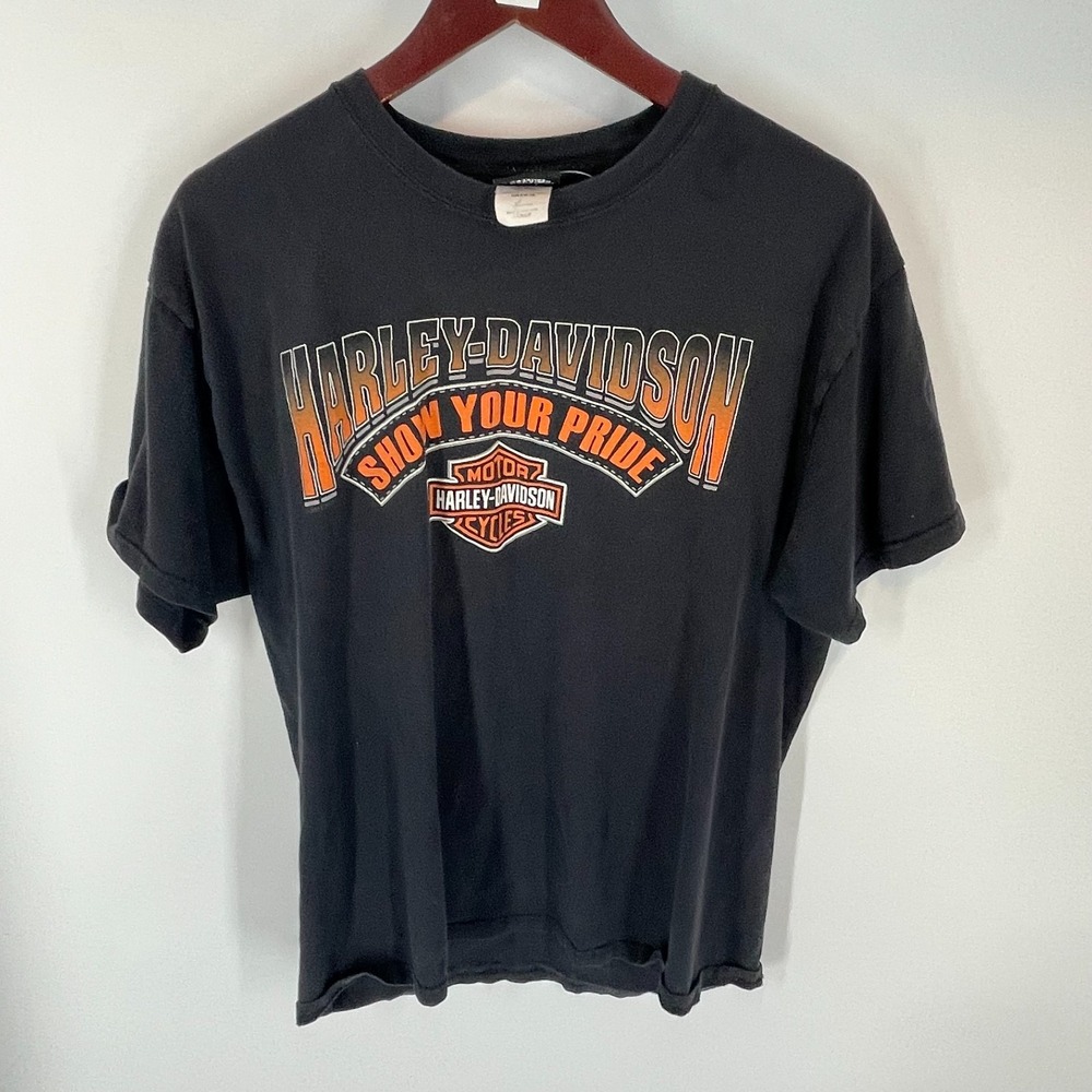 Vintage Harley Davidson Show Your Pride Short Sleeve Graphic T-Shirt Black L